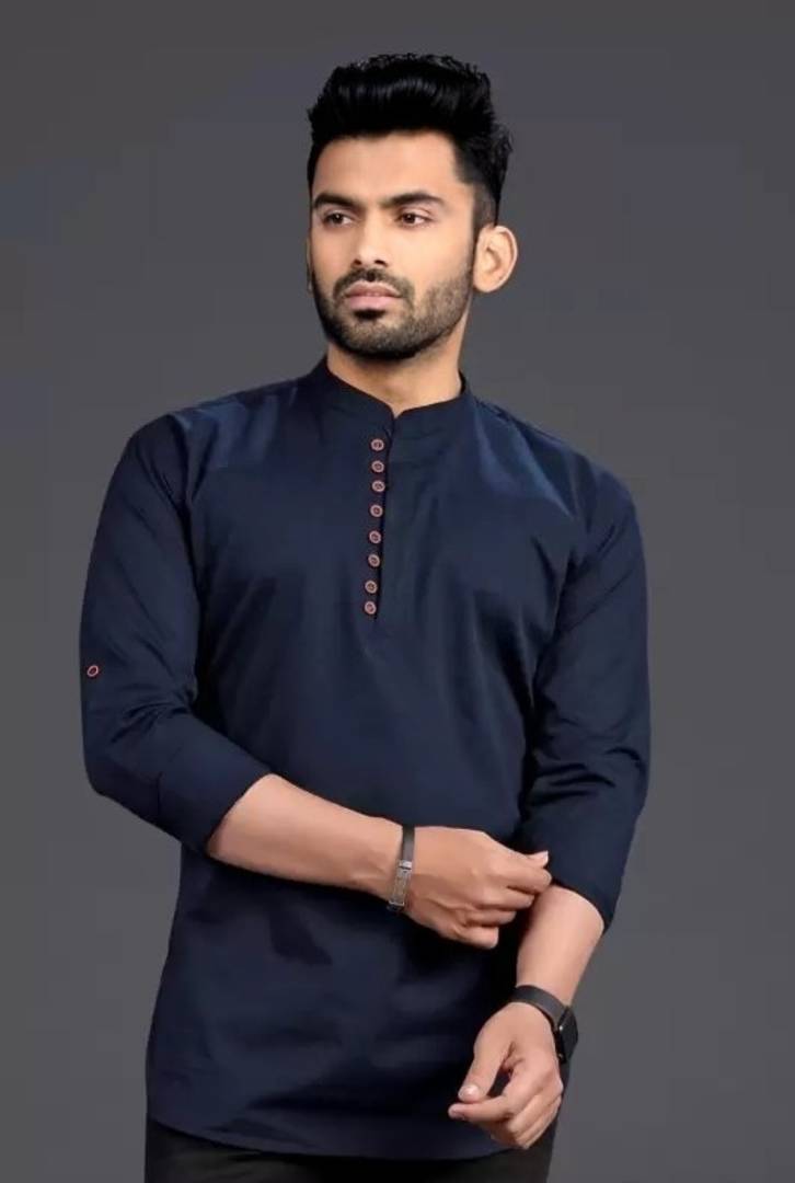 Men Solid Straight Cotton Kurta